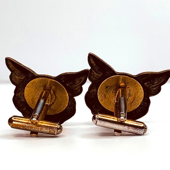 Vintage Fox Cufflinks Copper Brass Metal - Picture 6 of 8